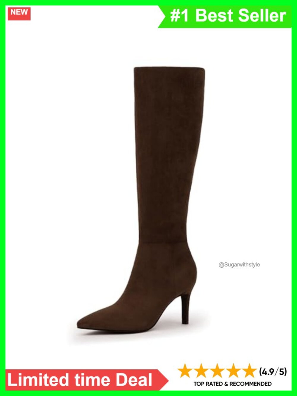 Knee High Boots Pointed Toe Stiletto Heel Tall PU Leather Women's